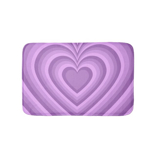 Lila Hypnotic Heart Kärlek Mönster Badrumsmatta (Framsidan)
