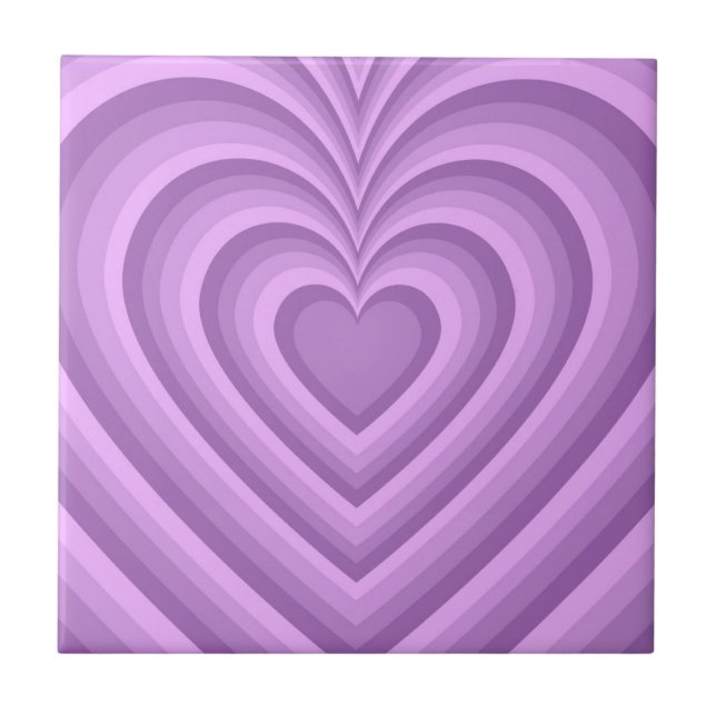 Lila Hypnotic Heart Kärlek Mönster Kakelplatta (Framsidan)