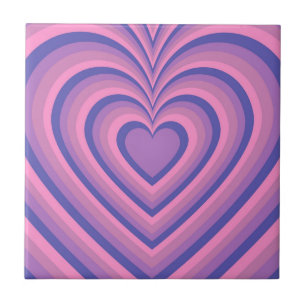 Lila Hypnotic Heart Kärlek Mönster Kakelplatta