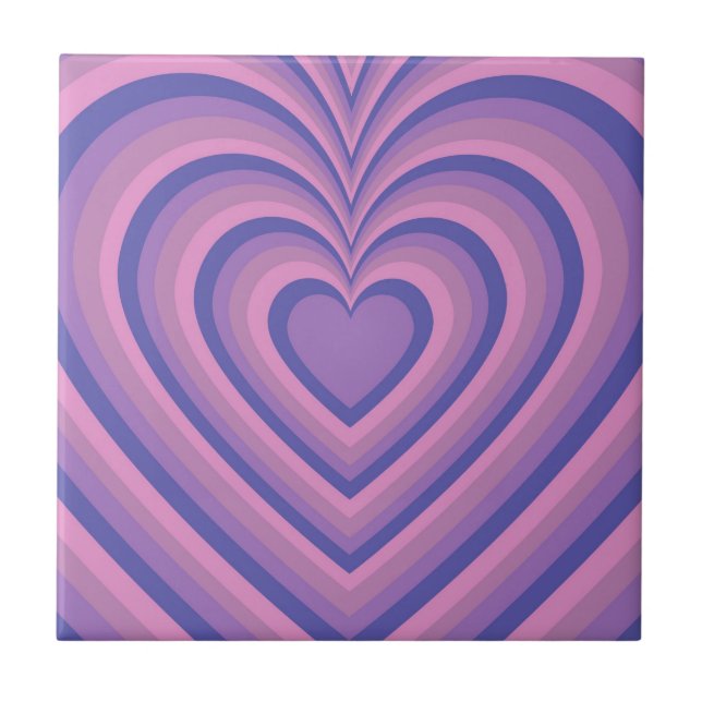 Lila Hypnotic Heart Kärlek Mönster Kakelplatta (Framsidan)