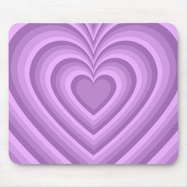 Lila Hypnotic Heart Kärlek Mönster Musmatta (Framsidan)