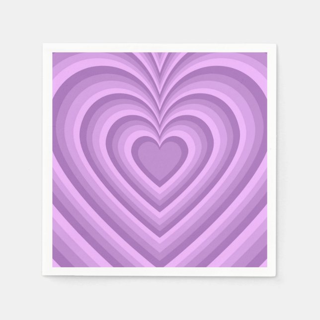 Lila Hypnotic Heart Kärlek Mönster Pappersservett (Framsidan)