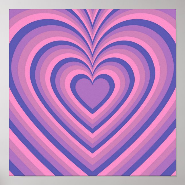 Lila Hypnotic Heart Kärlek Mönster Poster (Framsidan)