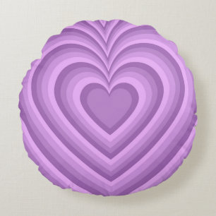 Lila Hypnotic Heart Kärlek Mönster Rund Kudde
