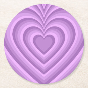 Lila Hypnotic Heart Kärlek Mönster Underlägg Papper Rund