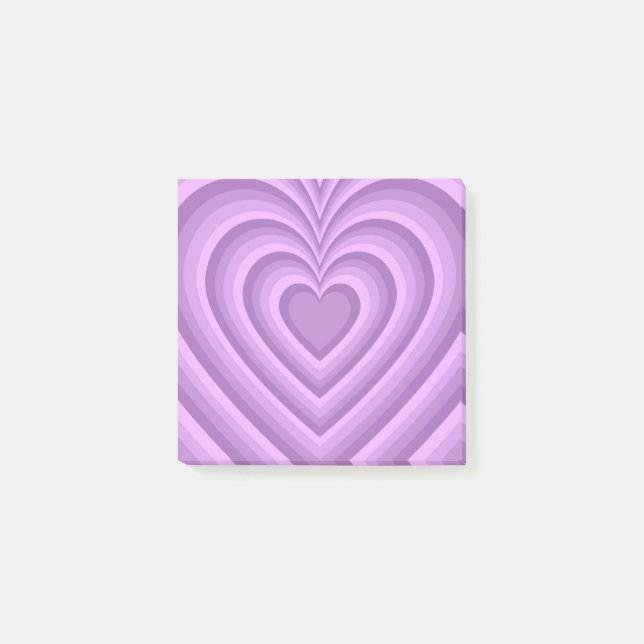Lila Hypnotic Heart Mönster Chic & Retro Post-it Block (Framsida)