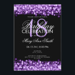 Lila i 18:e Födelsedagsfesten i miniatyrdiagram Inbjudningar<br><div class="desc">Elegant- och klassmall för 18:e Födelsedagsfesten Sparkles Lila-inbjudan. Med ljus,  sträng och gnistor. Matchande produkter är tillgängliga.</div>