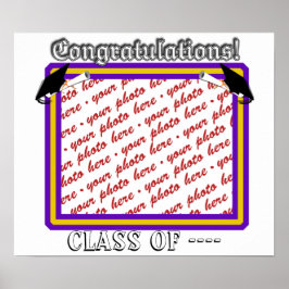 Lila i Färg och Ram i Guld Studenten Poster