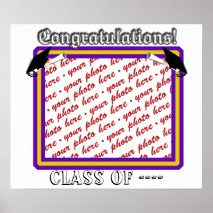 Lila i Färg och Ram i Guld Studenten Poster