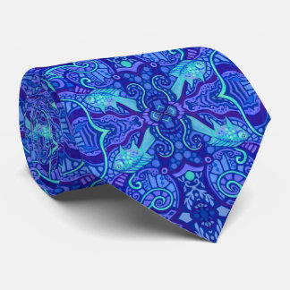 Lila i Fish Arabesque Underwater Bohemian Mönster Slips
