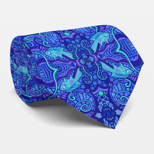 Lila i Fish Arabesque Underwater Bohemian Mönster Slips (Rullad)