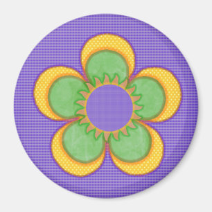 Lila i Grönt Sunburst Flower Magnet