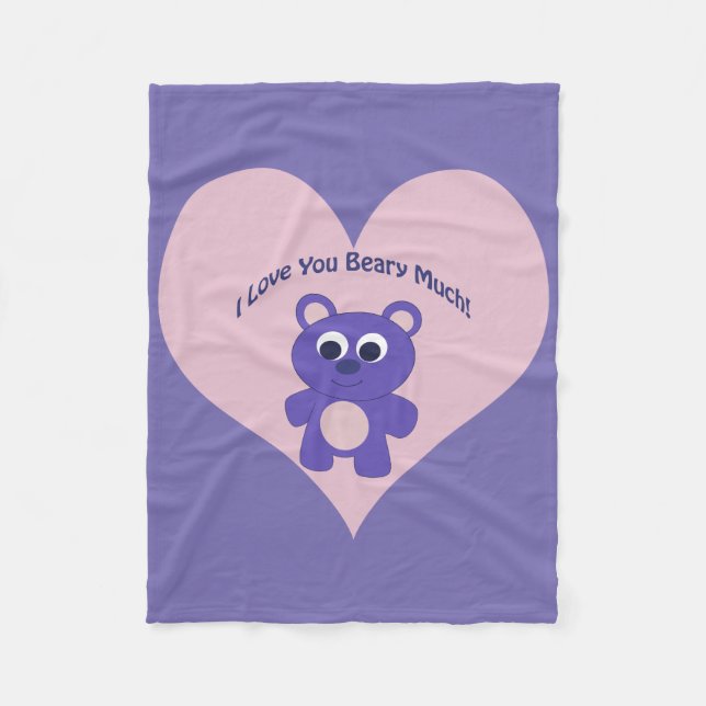 Lila i kärlek, du Beary Mo! Fleecefilt (Framsidan)