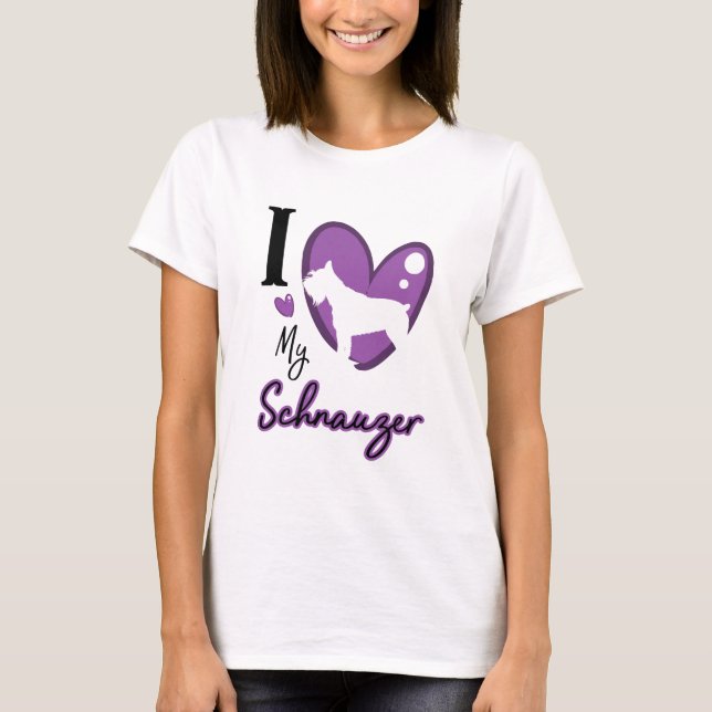 Lila I kärlek min schnauzer Tee Shirt (Framsida)