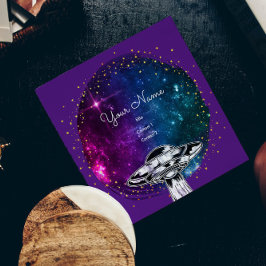 Lila i konstnärliga galaxer fyrkantigt visitkort