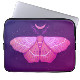 Lila i Moth och Måne Witchy Magic Laptop Fodral