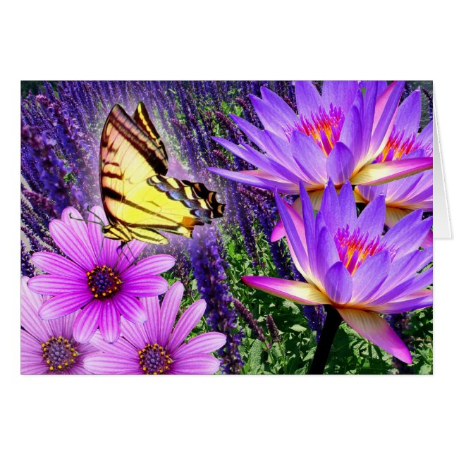 Lila i natur hälsningskort (Framsidan Horizontal)