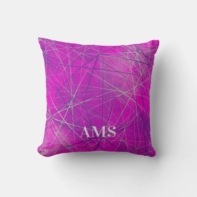 Lila i Rosa Network Linjer Abstrakt Kudde (Framsida)