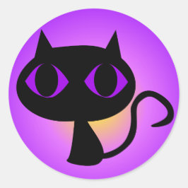Lila i Svarta Kattunge Runt Klistermärke