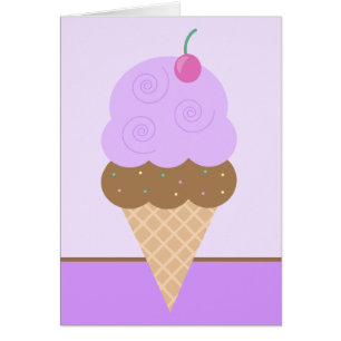 Lila Ice Cream Cone Hälsningskort