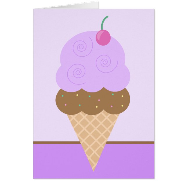 Lila Ice Cream Cone Hälsningskort (Framsidan)