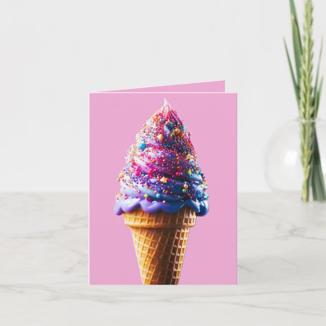 Lila Ice Cream Cone Tack Kort (Framsida)