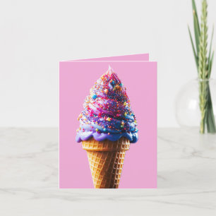 Lila Ice Cream Cone Tack Kort