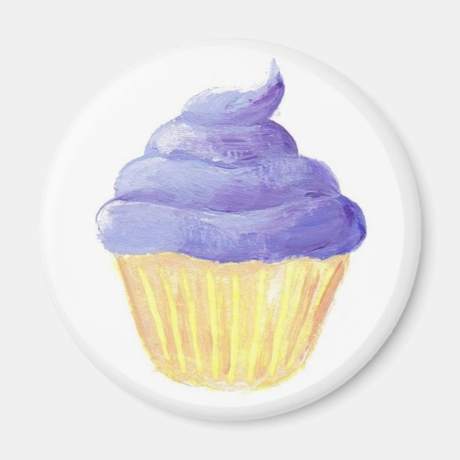 Lila Icing Cupkaka Magnet (Framsidan)