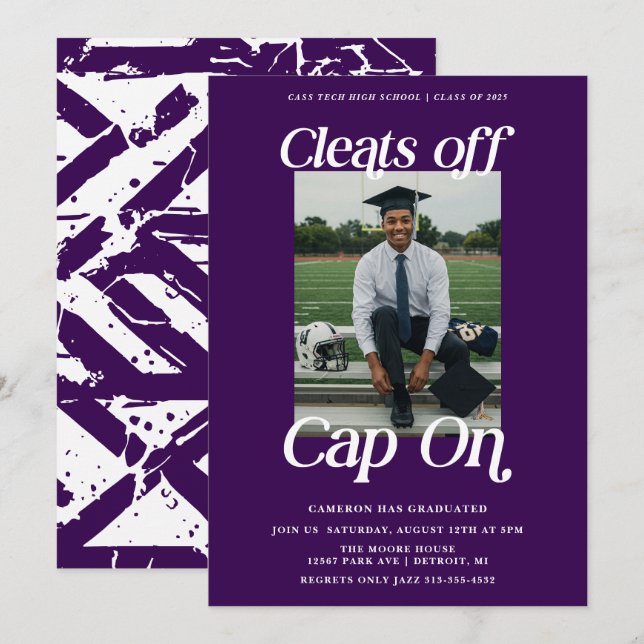 Lila Idrottsman Studenten rensar av takskyddet på Inbjudningar (Fram/baksida)