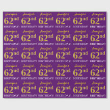 Lila, Imitation Guld Se "62:a BIRTHDAY"