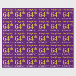 Lila, Imitation Guld Se "64:e BIRTHDAY" Presentpapper