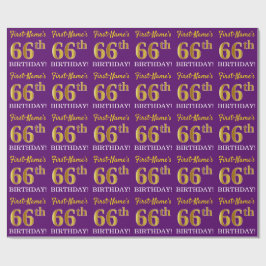 Lila, Imitation Guld Se "66:e BIRTHDAY" Presentpapper