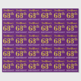 Lila, Imitation Guld Se "68:e BIRTHDAY" Presentpapper