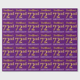 Lila, Imitation Guld Se "72:a BIRTHDAY" Presentpapper