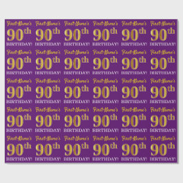 Lila, Imitation Guld Se "90:e BIRTHDAY" Presentpapper