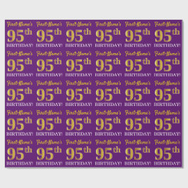 Lila, Imitation Guld Se "95:e BIRTHDAY" Presentpapper