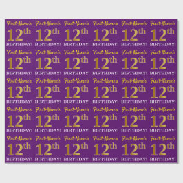 Lila, Imitation Guld Titta "12:e BIRTHDAY" Presentpapper