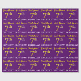 Lila, Imitation Guld Titta "7:e BIRTHDAY" Presentpapper