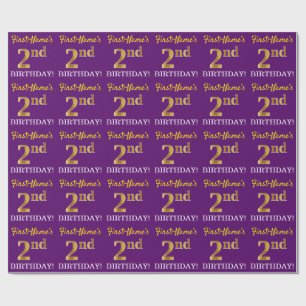 Lila, Imitation Guld titta "andra BIRTHDAY" Presentpapper