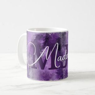 Lila Impression Monogram med Namn Kaffemugg