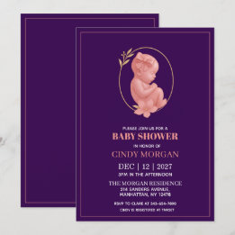 Lila inbjudan - Baby Shower