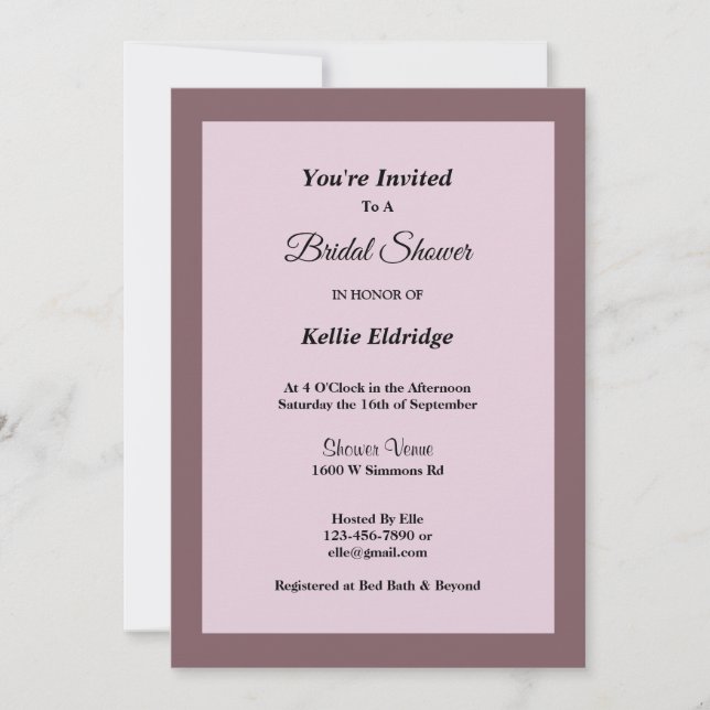 Lila/ Inbjudningskort för möhippan (Framsida)