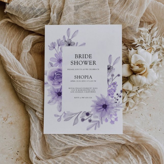 Lila Inbjudningskort för möhippan (Purple Bridal Shower Invitation)
