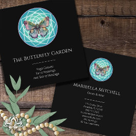 Lila Indigo Butterfly Mystical Mandala Turcos Fyrkantigt Visitkort