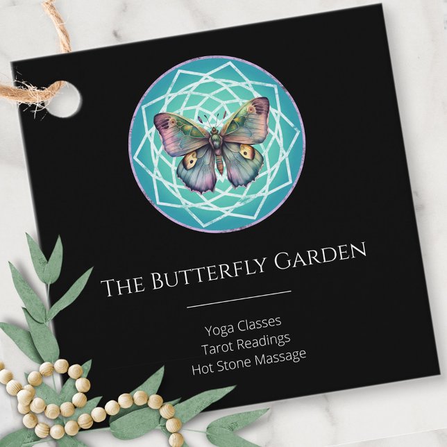 Lila Indigo Butterfly Mystical Mandala Turcos Gåvor Etiketter (Skapare uppladdad)