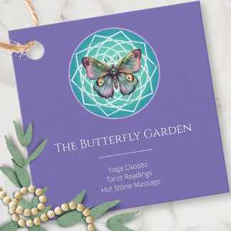 Lila Indigo Butterfly Mystical Mandala Turcos Gåvor Etiketter
