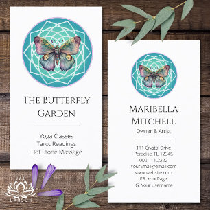 Lila Indigo Butterfly Mystical Mandala Turcos Visitkort