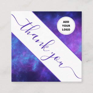 Lila Indigo Cosmic Galaxy Night Logotyp Tack Fyrkantigt Visitkort