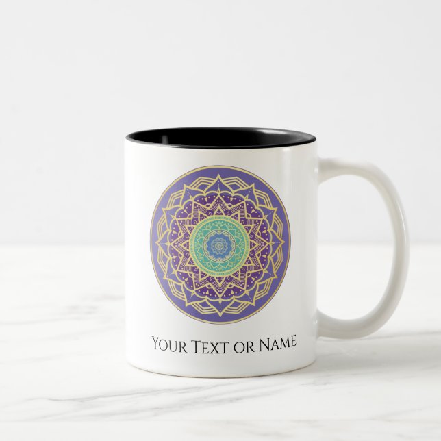 Lila Indigo Guld Turkos Mandala Metafysisk Två-Tonad Mugg (Höger)