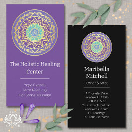 Lila Indigo Guld Turquise Mandala Metaphysical Visitkort